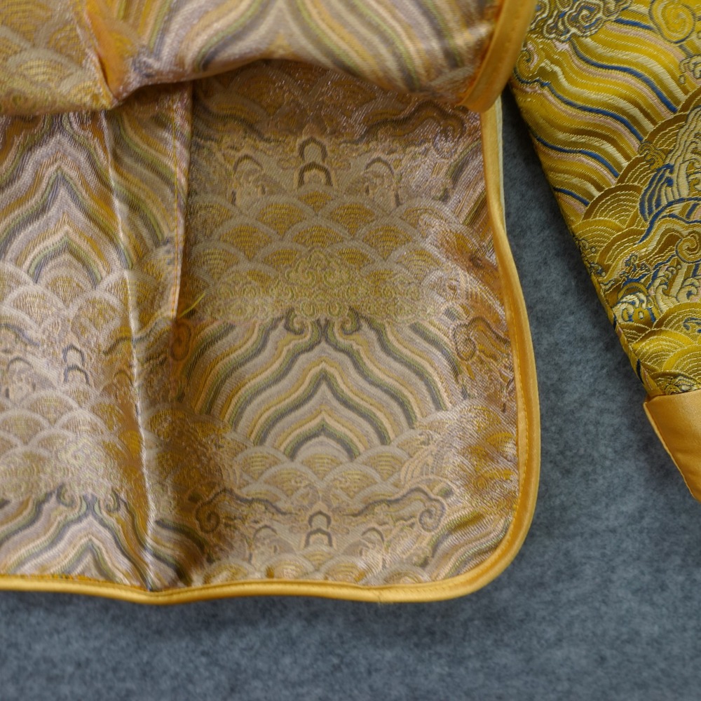 Mandarin Collar Tang Suit Jacket Womens S Yellow Silk Brocade Chinese Cheongsam - Picture 12 of 13